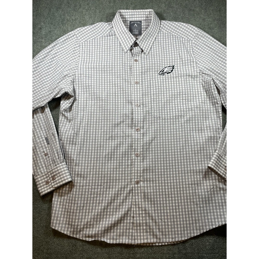 Philadelphia Eagles Antigua Brand Large Plaid Button Down Shirt w/ Eagles Emblem